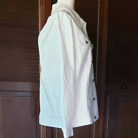 D&Co - Stretch Twill Jean Jacket with Bling Buttons - White - XL - EUC - Picture 10 of 13